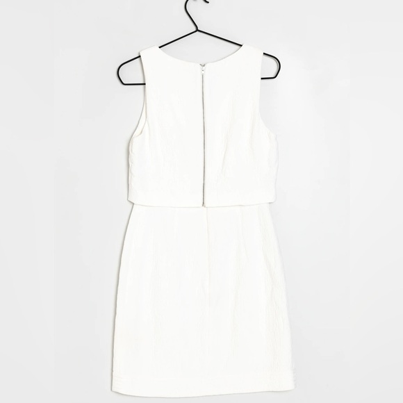 REISS Size 10 Ivory Sleeveless Mini Dress w/ Overlay & Back Zipper Round Neck - Picture 2 of 8